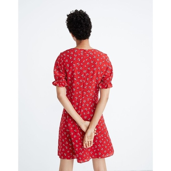 NWT Madewell Silk Ruffle-Sleeve Button-Front Dress in Little Lilies Size 8 - Picture 3 of 10
